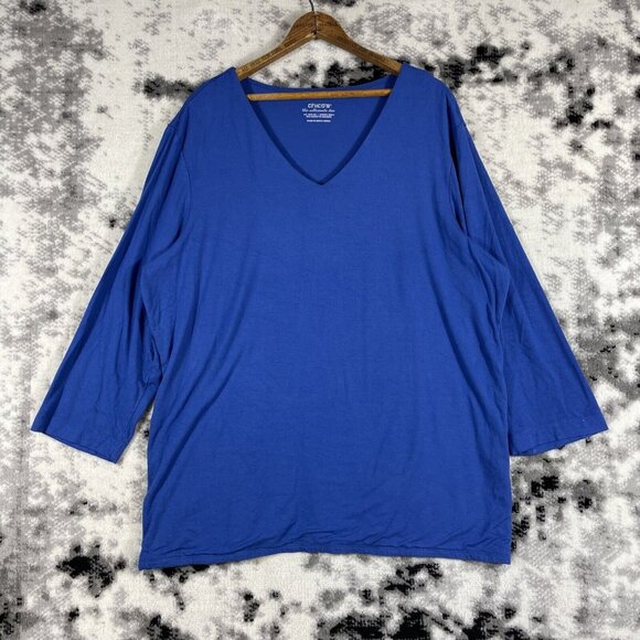 Chicos Ultimate Tee Womens Size XXL (4) Blue V-Neck Rayon Stretch Casual Comfort - Picture 1 of 9